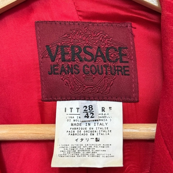 Rare Vintage Versace Jeans Couture Red Jacket Made in Italy – Size IT 42 (US 6) - Picture 4 of 5